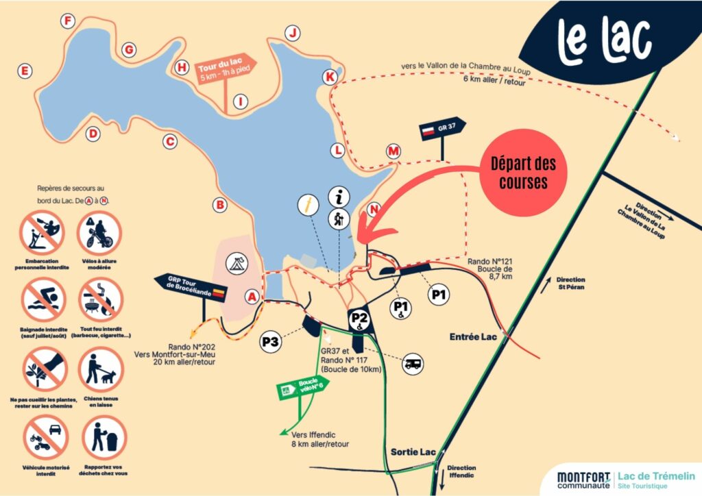 Plan Lac de Trémelin Iffendic Départ des courses